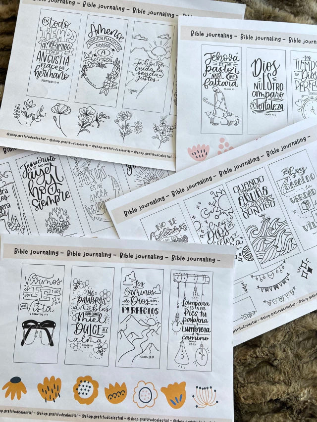 24 Plantillas con ilustraciones imprimible para biblias de apuntes